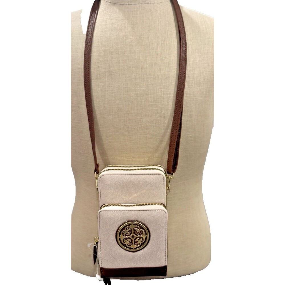 Chic Unlimited Brown/Biege Crossbody Bag – Dual-Zip Textured Mini Satchel